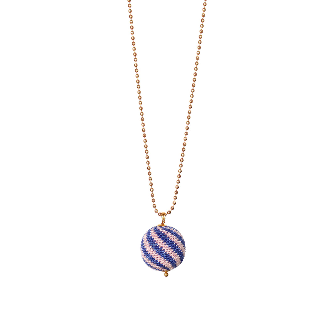We love, sustainable jewellery. Stripe Necklace, blue/rose, gold chain. We Love halskæde, Blå/Rosa striper, håndlavet smykke, stribet halskæde, We Love smykker; We Love Jewellery
