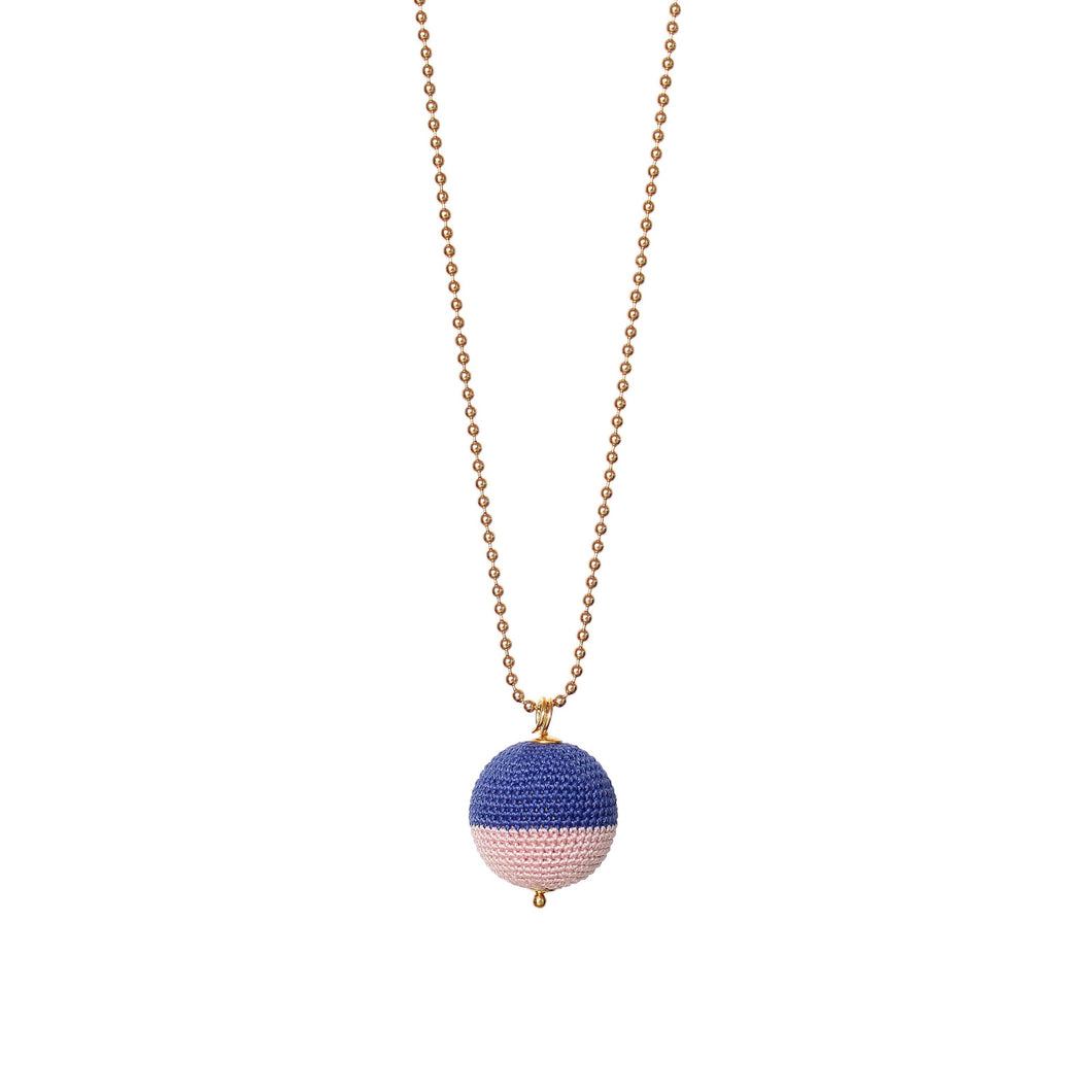 We love, sustainable jewellery. North/South Necklace, blue and rose, gold chain. 