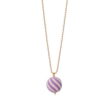 Load image into Gallery viewer, We love, sustainable jewellery. Stripe Necklace, lilac/beige, gold chain. We Love halskæde, lilla/beige striber, håndlavet smykke, stribet halskæde, We Love smykker; We Love Jewellery
