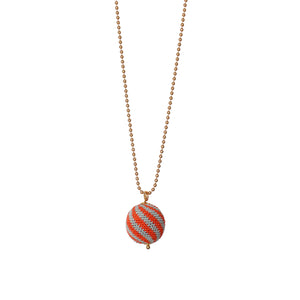 We love, sustainable jewellery. Stripe Necklace, orange/frost, gold chain. 