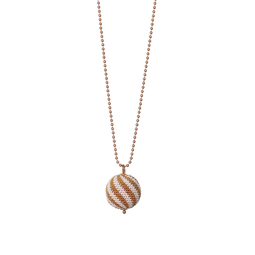 We love, sustainable jewellery. Stripe Necklace, bronze/beige, gold chain. 