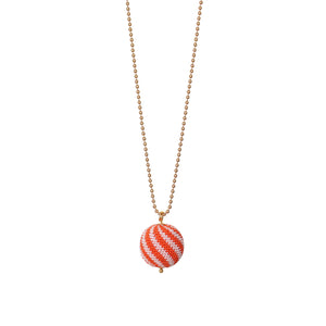 We love, sustainable jewellery. Stripe Necklace, orange/rose, gold chain. 