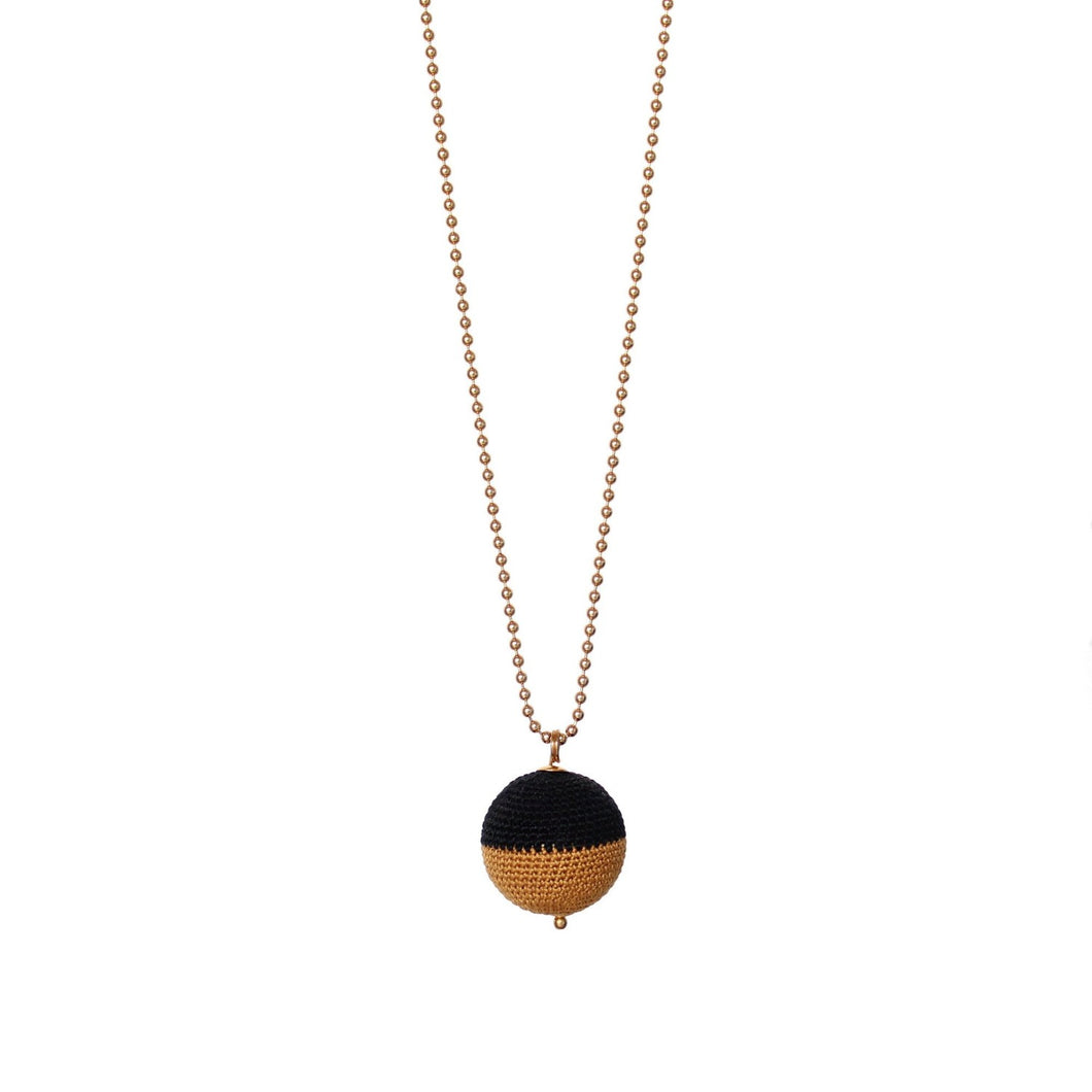 We love, sustainable jewellery. North/South Necklace, black/bronze, gold chain. 