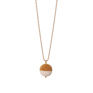 We love, sustainable jewellery. North/South Necklace, bronze/beige, gold chain. 