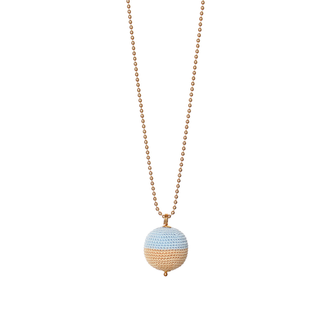 We love, sustainable jewellery. North/South Necklace, frost/apricot, gold chain. 