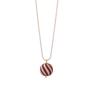 We love, sustainable jewellery. Stripe Necklace, nut/rose, gold chain. We Love halskæde, brun/rosa striber, håndlavet smykke, stribet halskæde, We Love smykker; We Love Jewellery, brun/rosa, striber