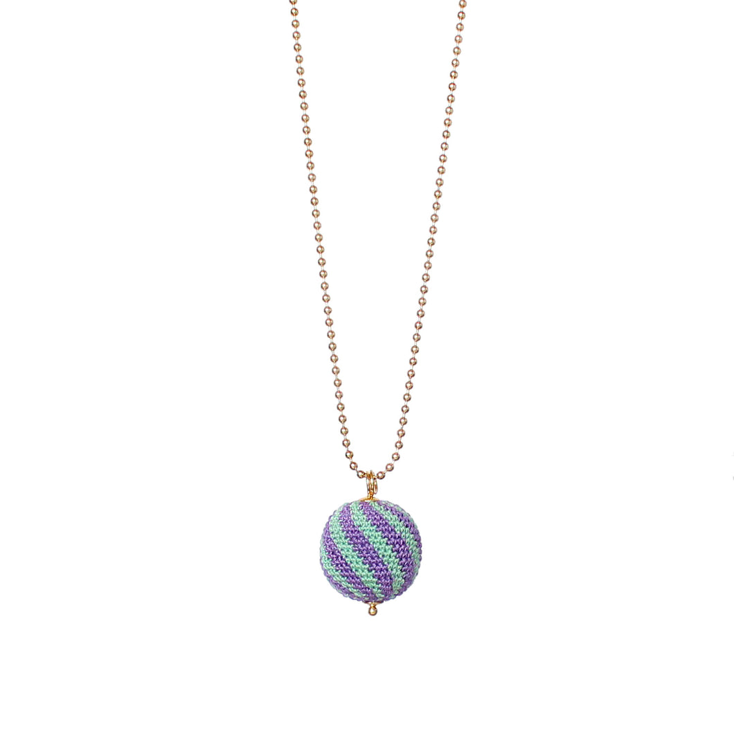 We love, sustainable jewellery. Stripe Necklace, mint/lilac, gold chain. We Love halskæde, mint/lilla striber, håndlavet smykke, stribet halskæde, We Love smykker; We Love Jewellery, mint/lilla, striber